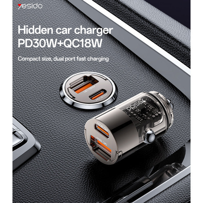 ⚡️ Chargeur Allume-Cigare Yesido Super Fast 30W - bDouble USB (USB-C + USB-A) - Charge Rapide Voiture Universelle 🚗 PhoneShield