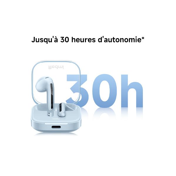 Redmi Buds 6 active - Écouteurs Bluetooth 5.4 sans fil Xiaomi - 30h d'autonomie & réduction de bruit PhoneShield