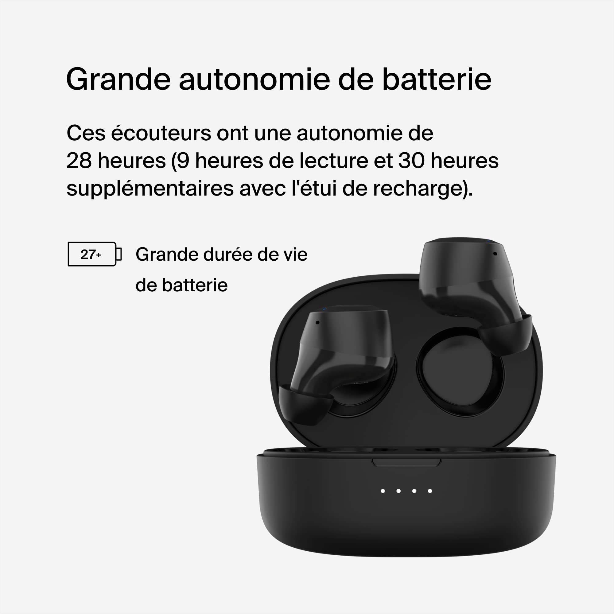 Belkin SoundForm Bolt - Écouteurs Bluetooth Sans fil IPX4 Autonomie 28h & Son Clair PhoneShield