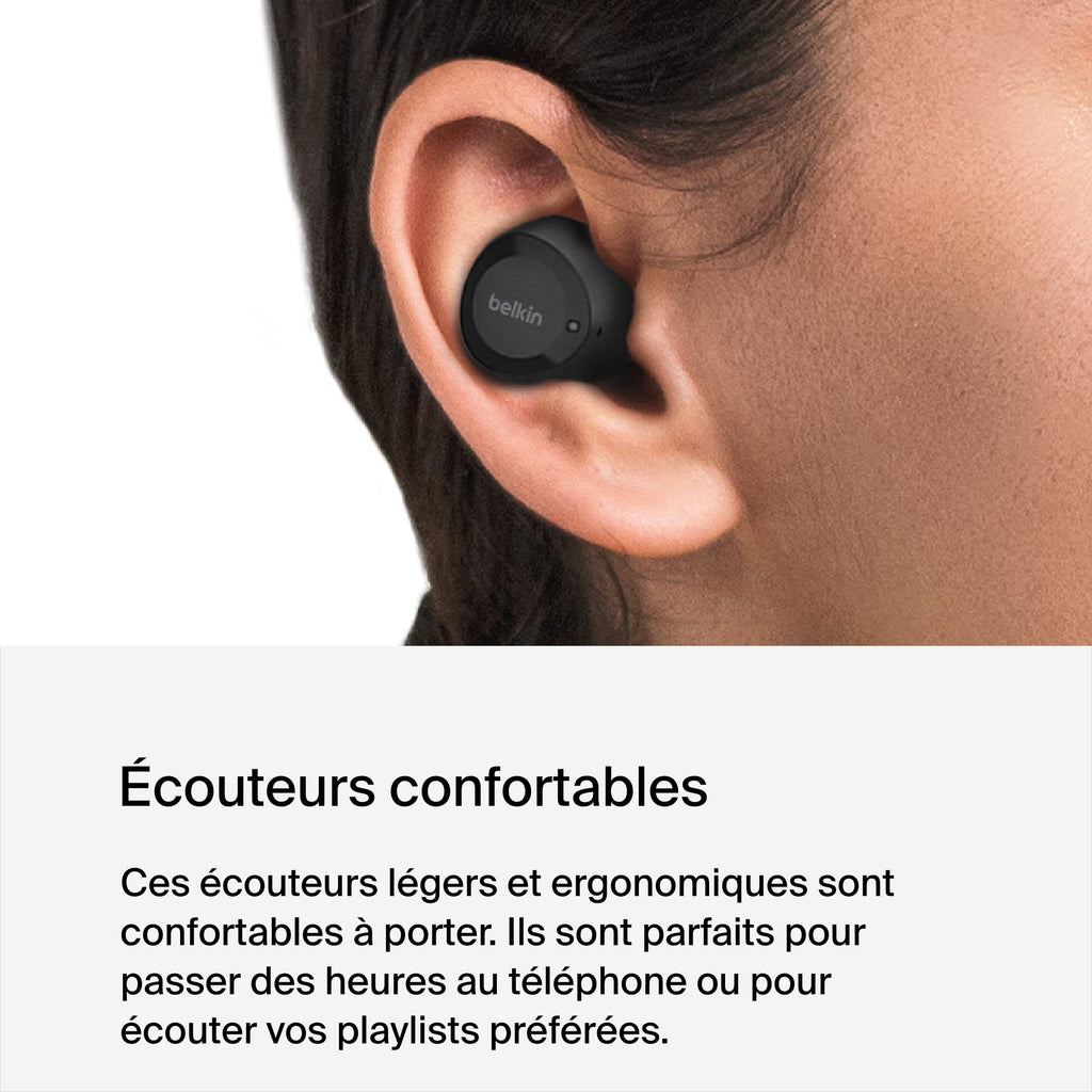 Belkin SoundForm Bolt - Écouteurs Bluetooth Sans fil IPX4 Autonomie 28h & Son Clair PhoneShield