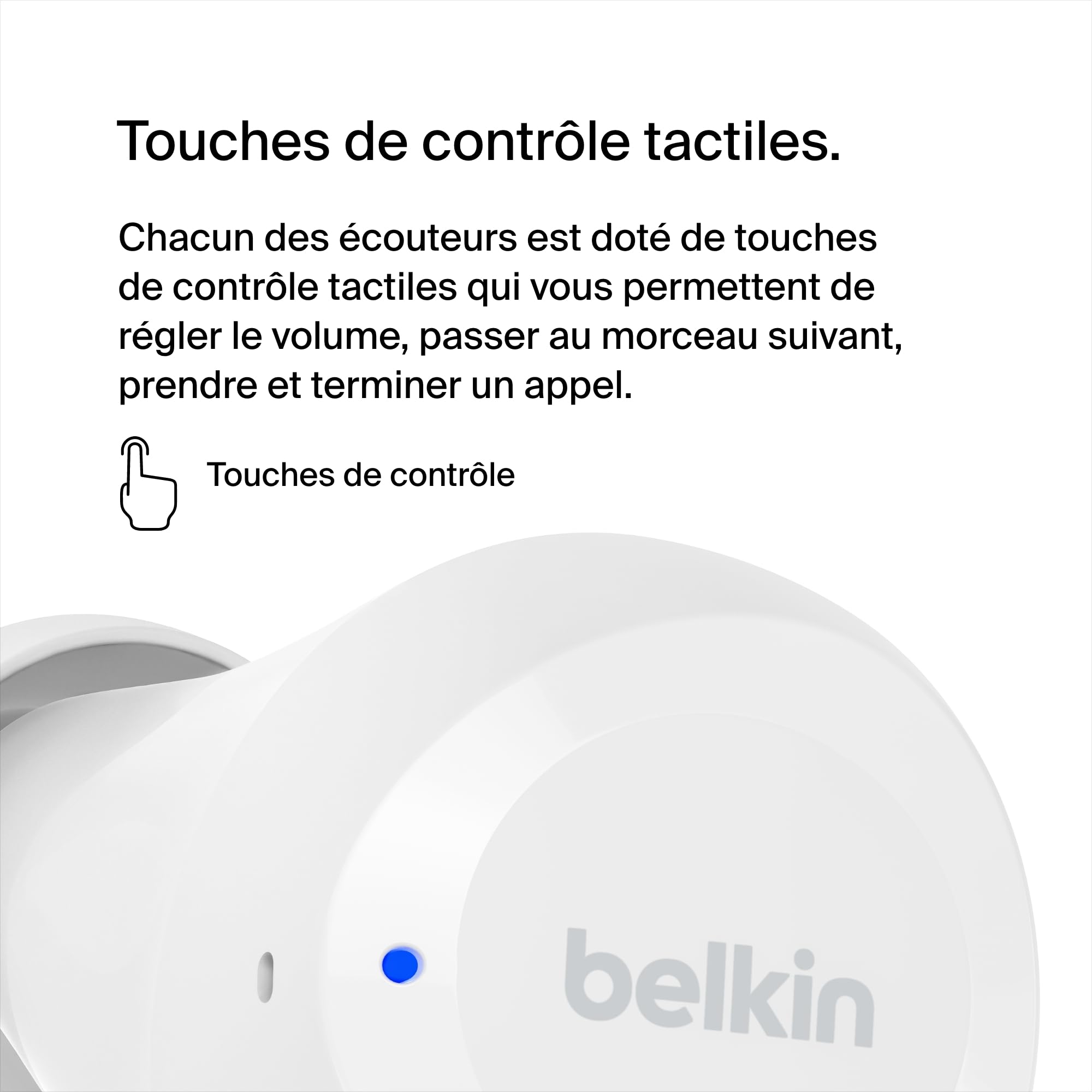 Belkin SoundForm Bolt - Écouteurs Bluetooth Sans fil IPX4 Autonomie 28h & Son Clair PhoneShield