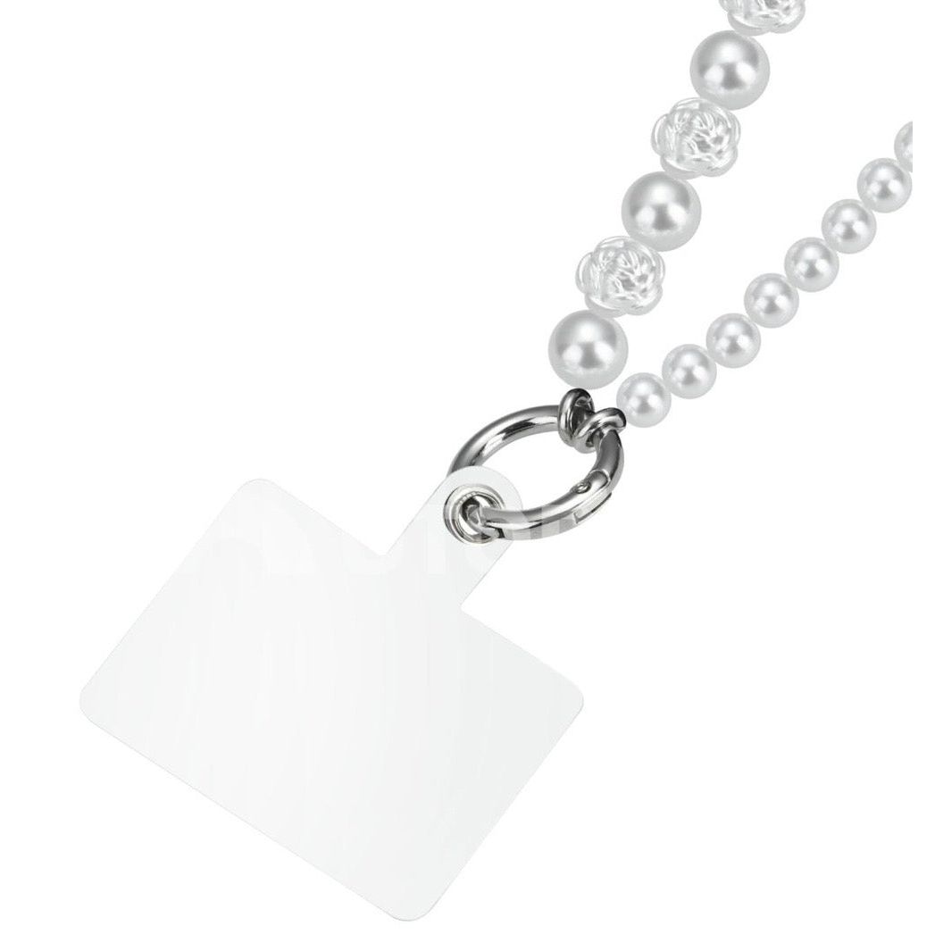 Chaîne Fairplay PEARL Blanc - Tour de cou perles élégantes 120 cm pour smartphone universel PhoneShield
