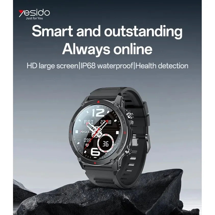 Montre Connectée Yesido IO31 Noir – Écran 2.02" AMOLED, NFC & Appels Bluetooth PhoneShield