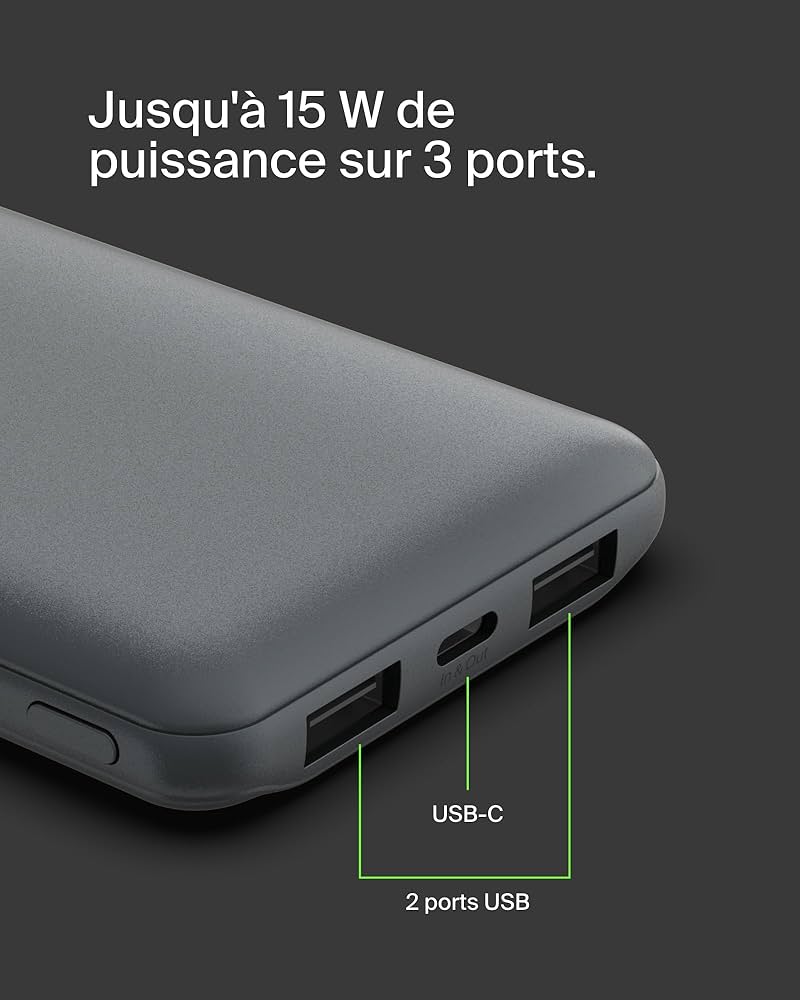 Belkin Power Bank 10 000 mAh 15W | Batterie externe compacte USB-C PhoneShield