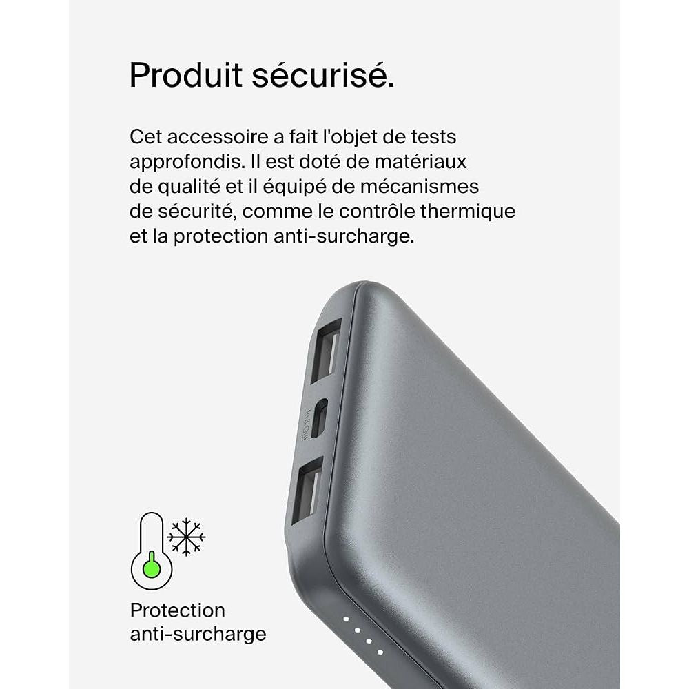 Belkin Power Bank 10 000 mAh 15W | Batterie externe compacte USB-C PhoneShield