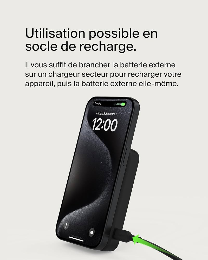 Belkin Power Bank MagSafe 8 000 mAh Qi2 | Batterie externe sans fil iPhone PhoneShield