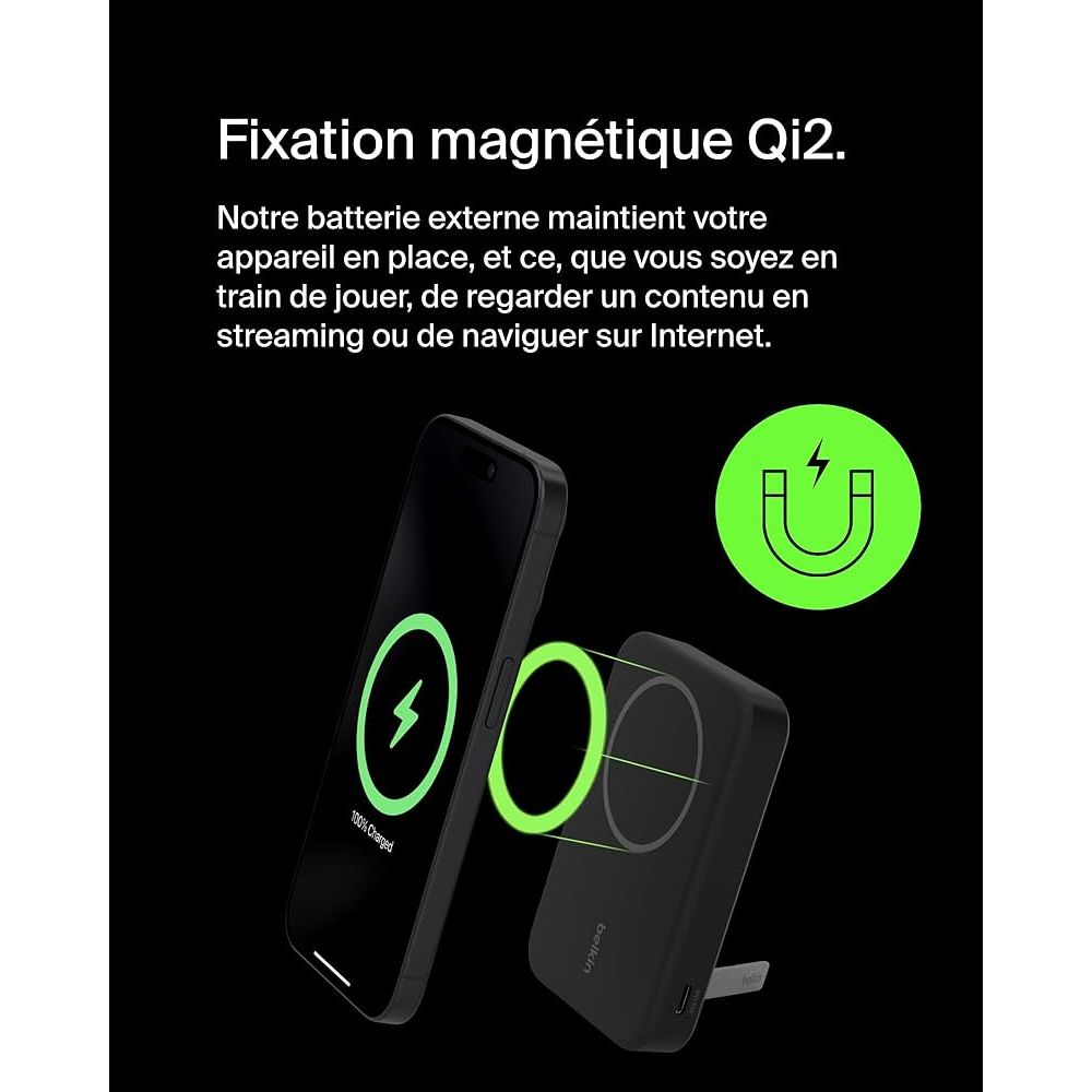 Belkin Power Bank MagSafe 8 000 mAh Qi2 | Batterie externe sans fil iPhone PhoneShield