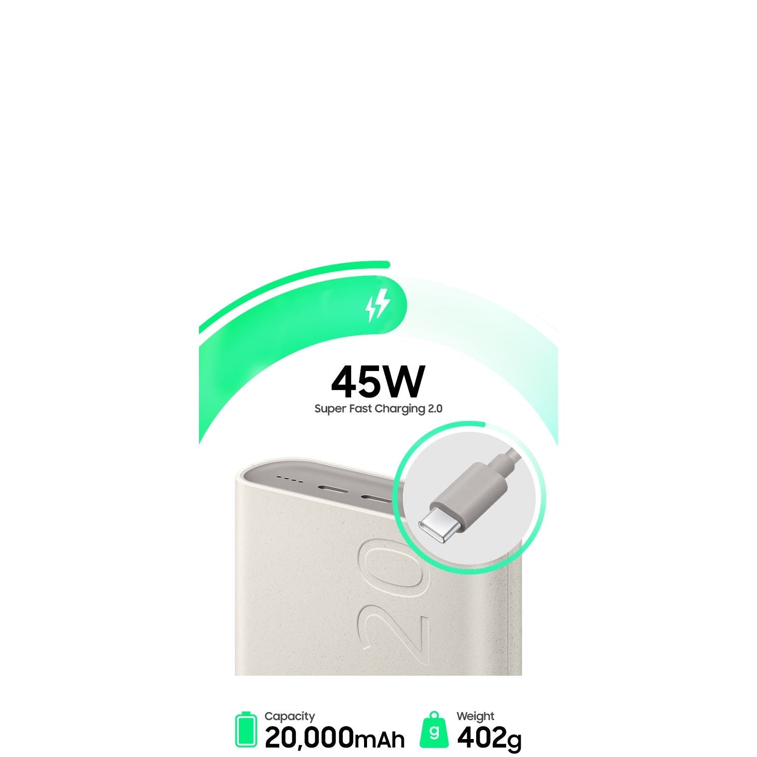 Power Bank Samsung 20 000 mAh 45W | Charge Ultra Rapide USB-C PhoneShield